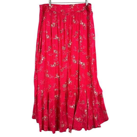 Torrid Maxi Swiss Dot Ruffle Hi-Low Skirt Joy Paisley Adrenaline Rush Red Sz 1X - Picture 11 of 15